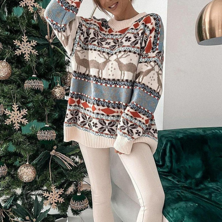 Dam jul tröja med reindeer mönster