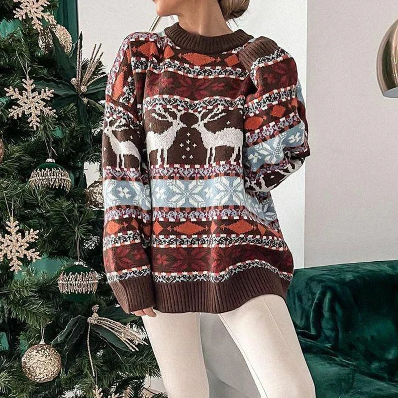 Dam jul tröja med reindeer mönster