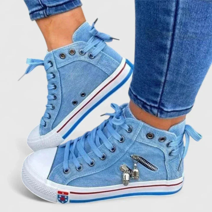 Dam högt skaft denim sneakers