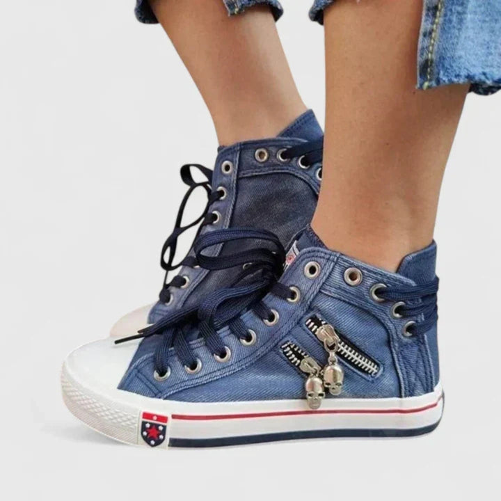 Dam högt skaft denim sneakers