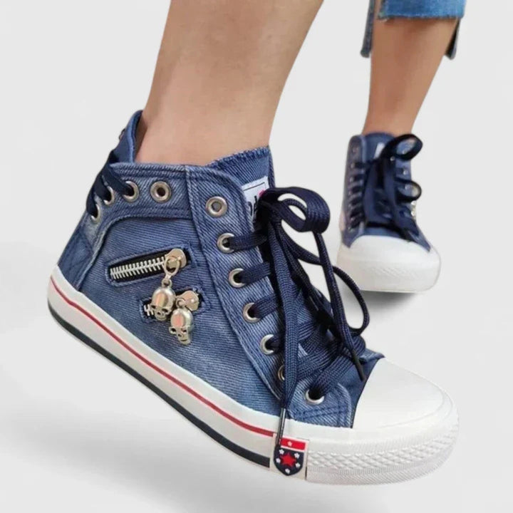Dam högt skaft denim sneakers