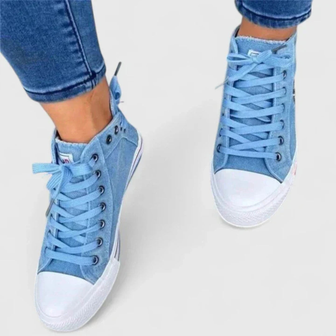 Dam högt skaft denim sneakers