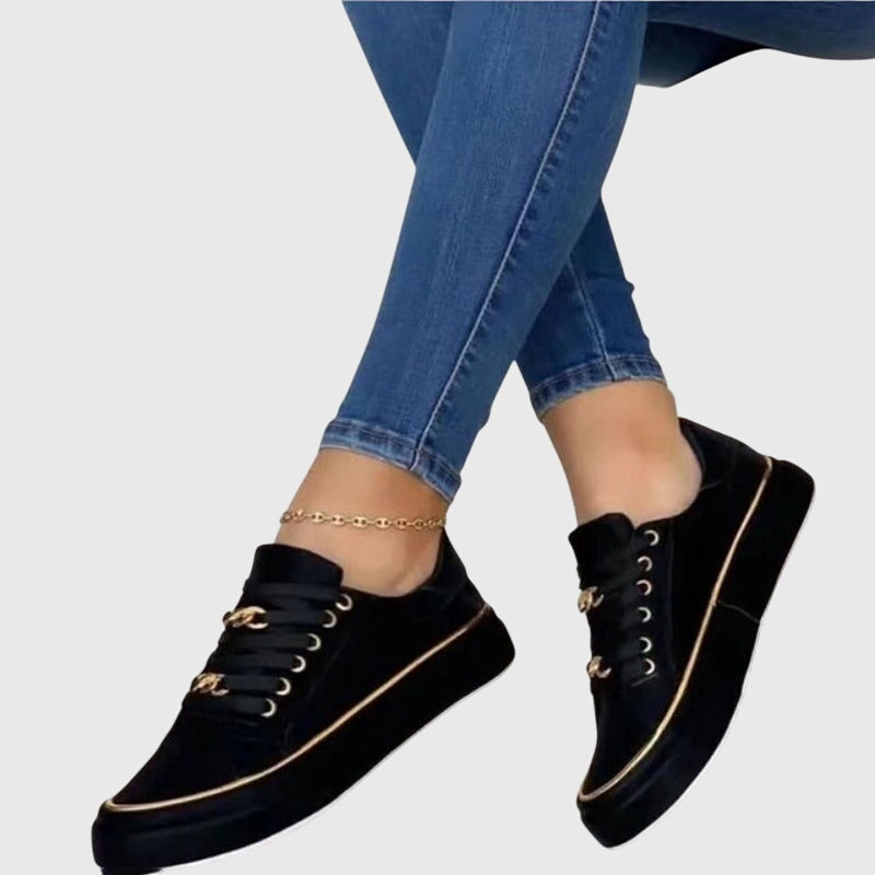 Dam höst ledig sammet snörning sneakers