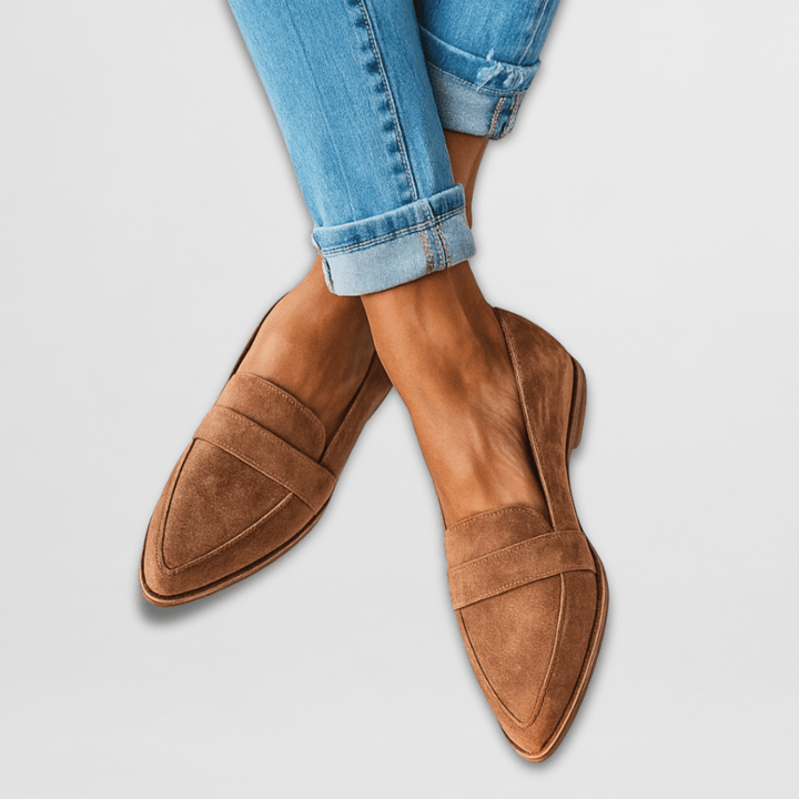 Dam höst spetsig mocka loafers