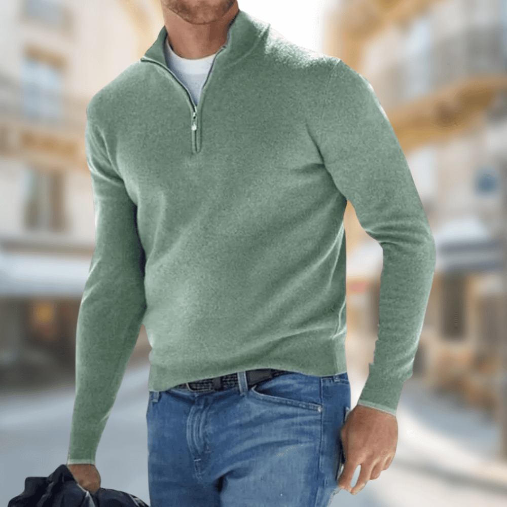 Herr ledig pullover med dragkedja krage