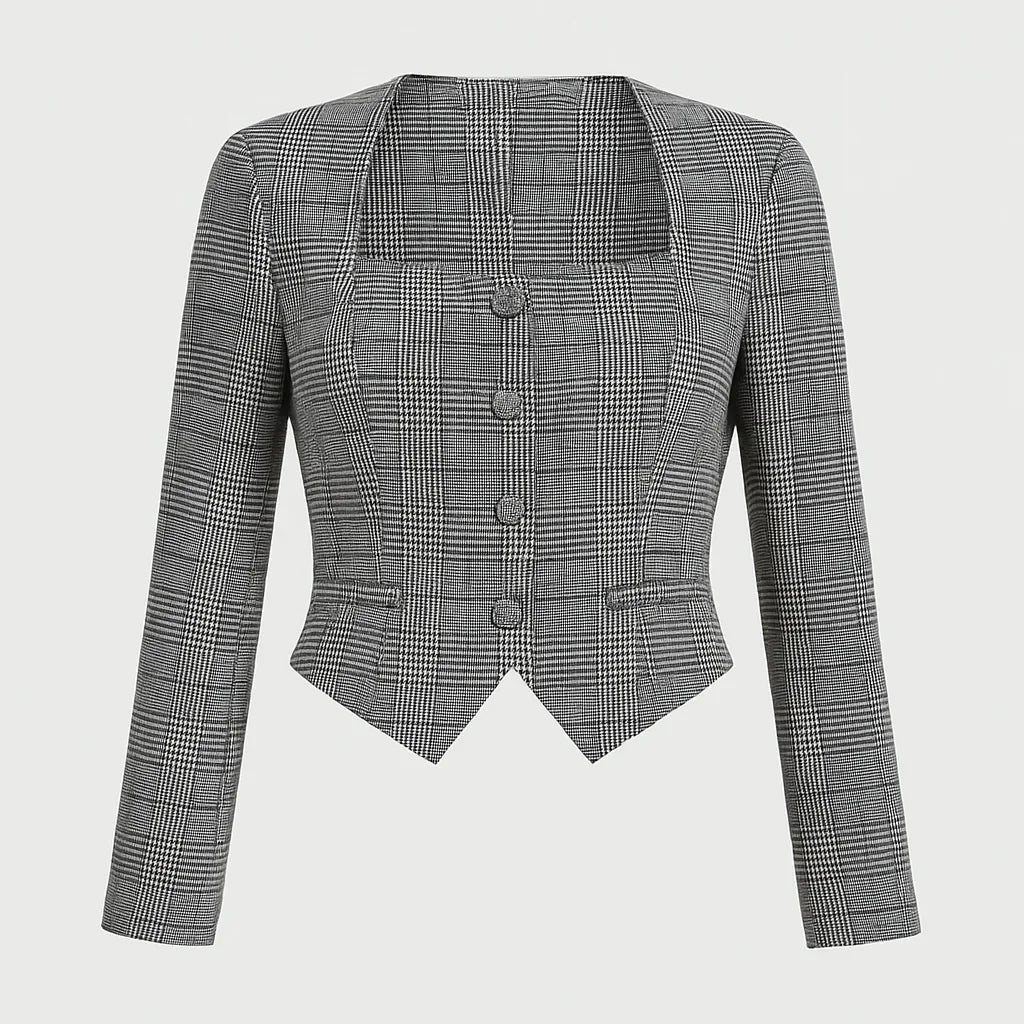 Lorelei_rutig_kort_blazer_1 - Aurivane