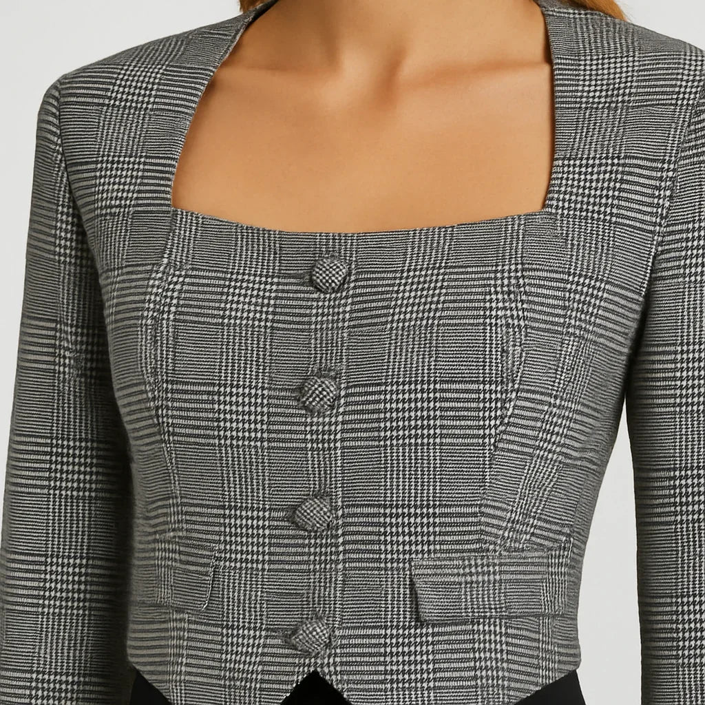 Lorelei_rutig_kort_blazer_3 - Aurivane