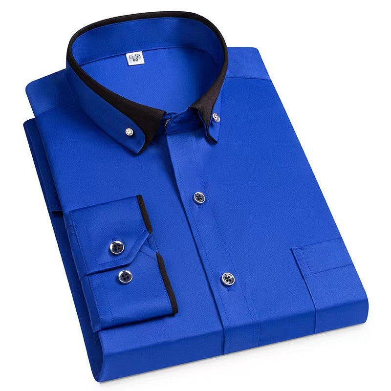 Herr skrynkelfri långärmad skjorta med button-down-design