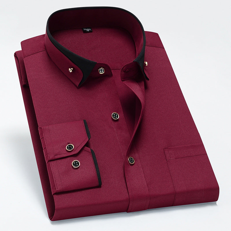 Herr skrynkelfri långärmad skjorta med button-down-design