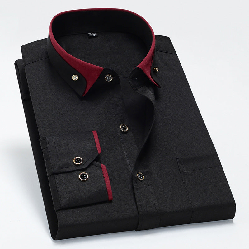 Herr skrynkelfri långärmad skjorta med button-down-design