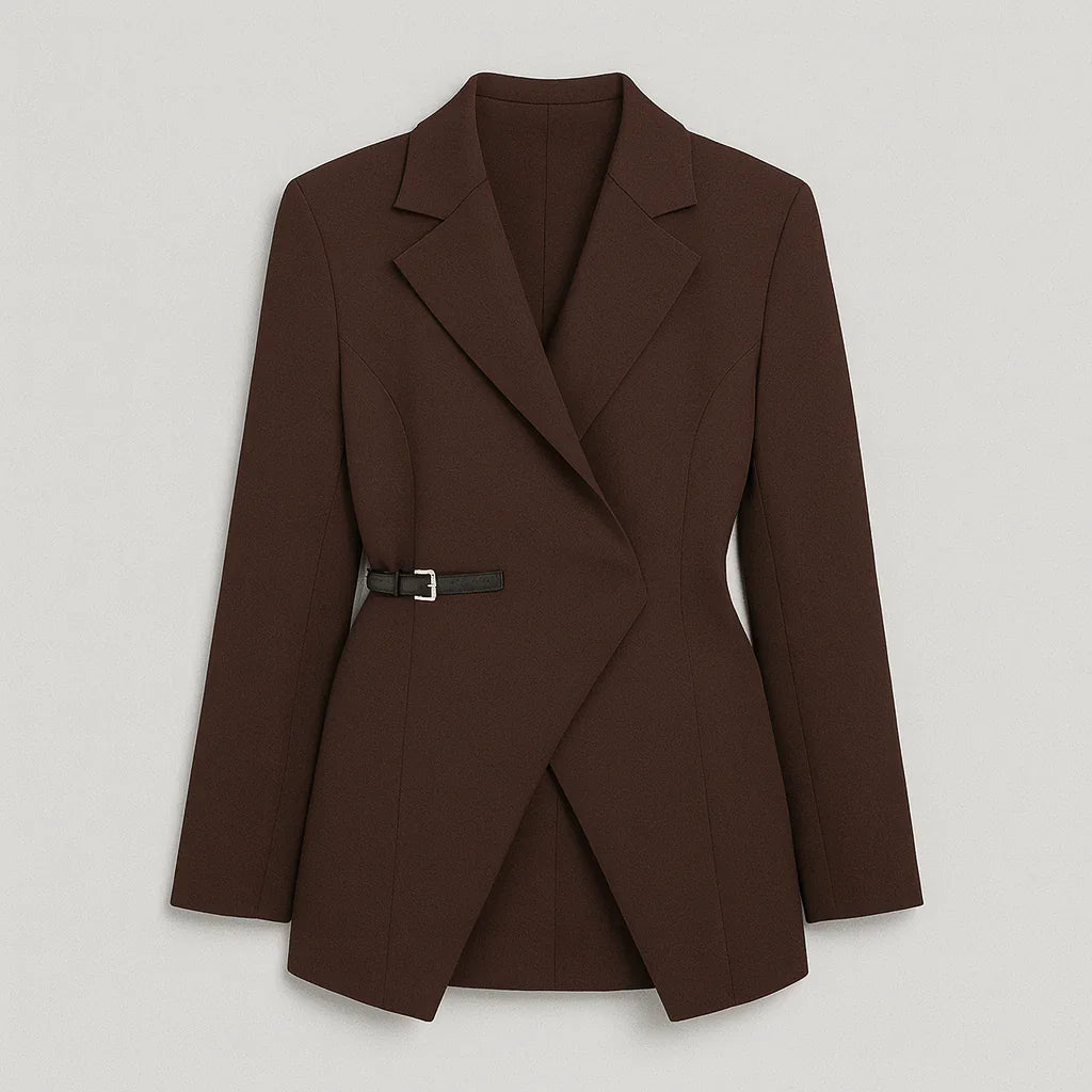 blazer med omlottdesign fram och smalt bälte