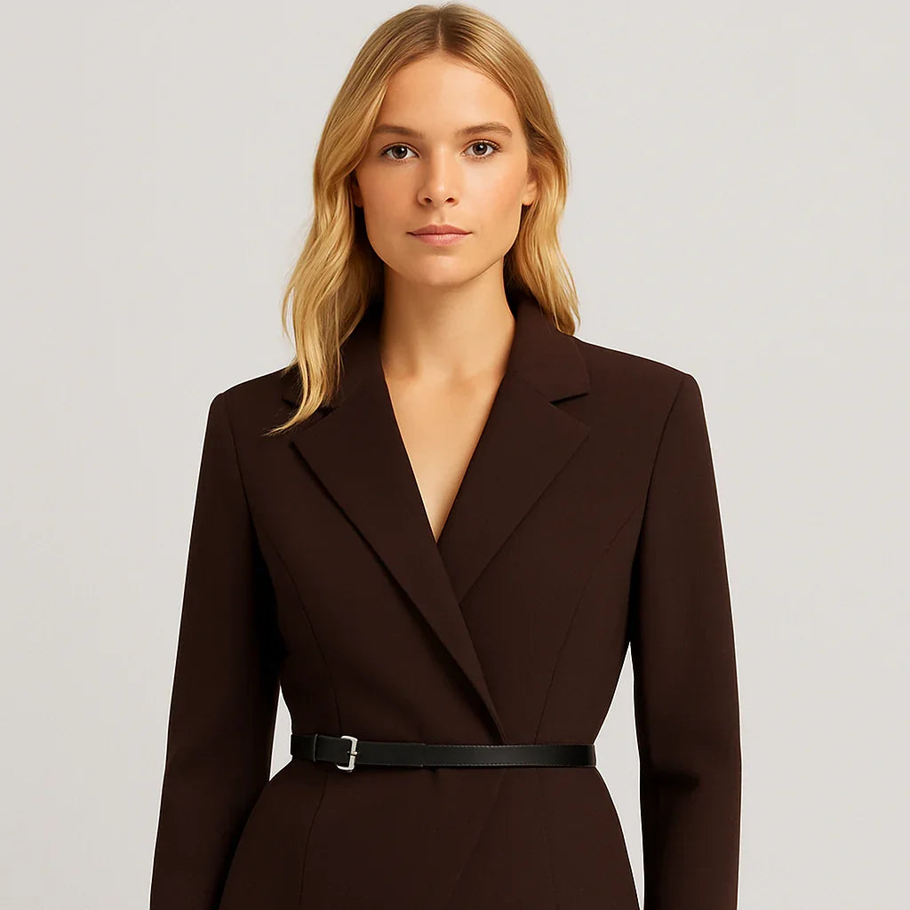 blazer med omlottdesign fram och smalt bälte