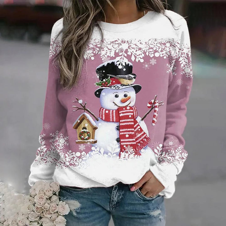 Dam jul tröja med snögubbe design