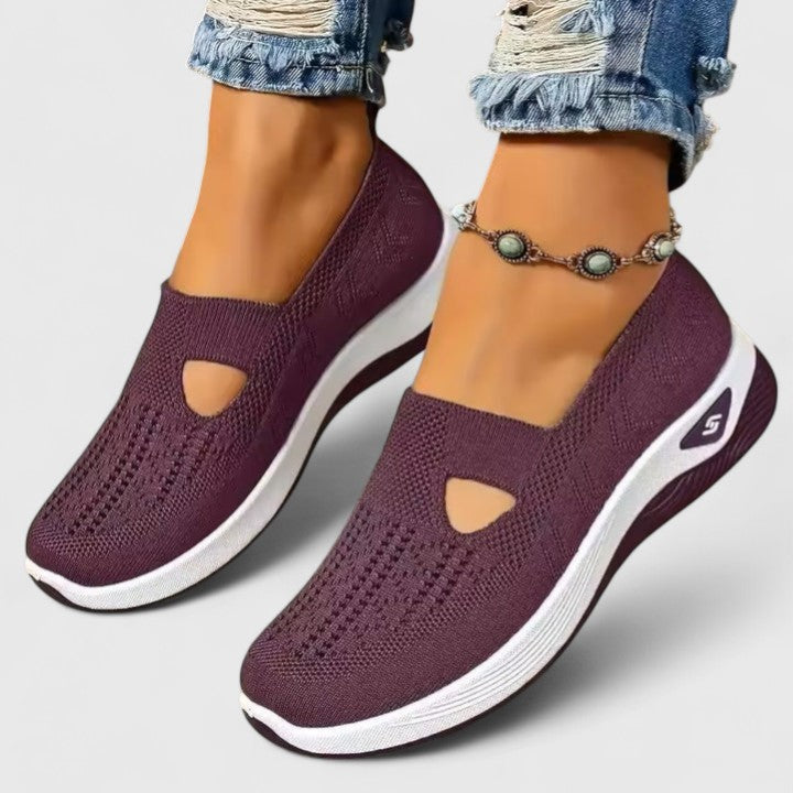 Dam slip-på luftig mesh promenad sneakers