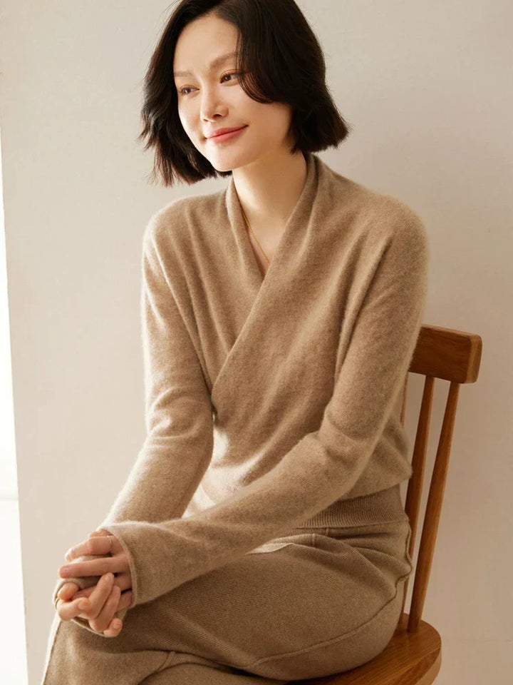 Dam elegant omlott tröja med crossed design