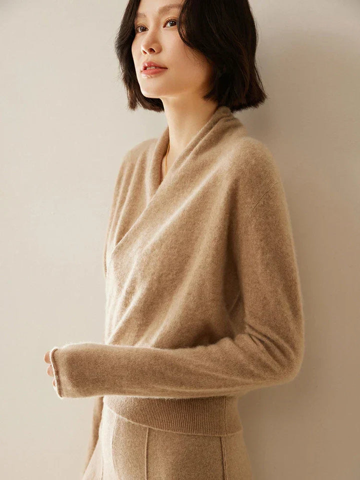 Dam elegant omlott tröja med crossed design