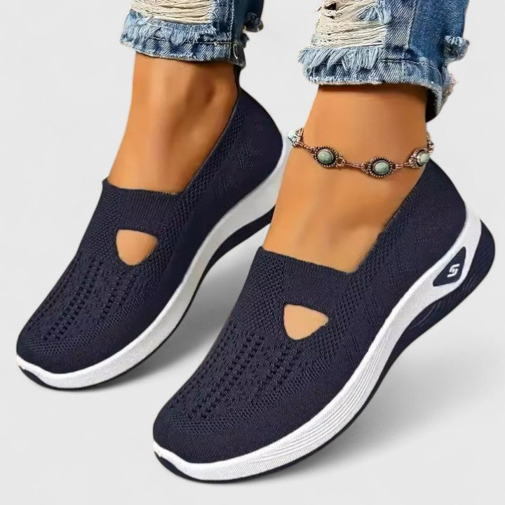 Dam slip-på luftig mesh promenad sneakers
