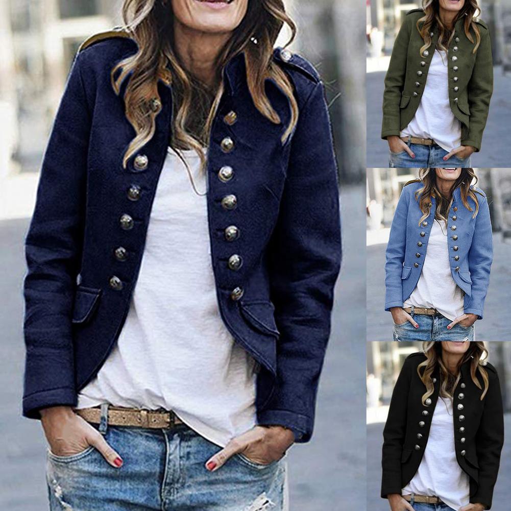 Dam kort blazer med ståkrage och öppen design