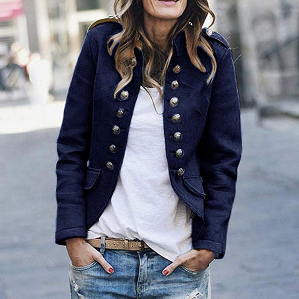 Dam kort blazer med ståkrage och öppen design