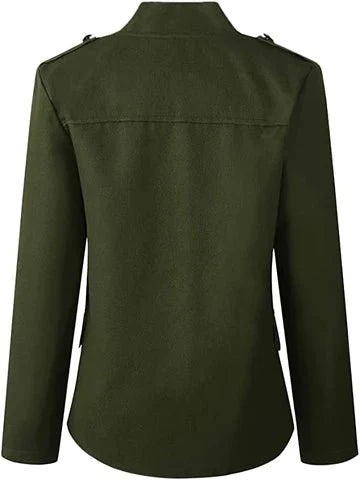 Dam kort blazer med ståkrage och öppen design