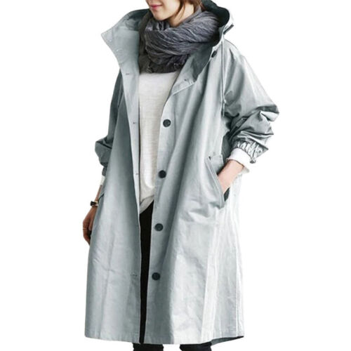 Dam lång trenchcoat med huva för vår och höst