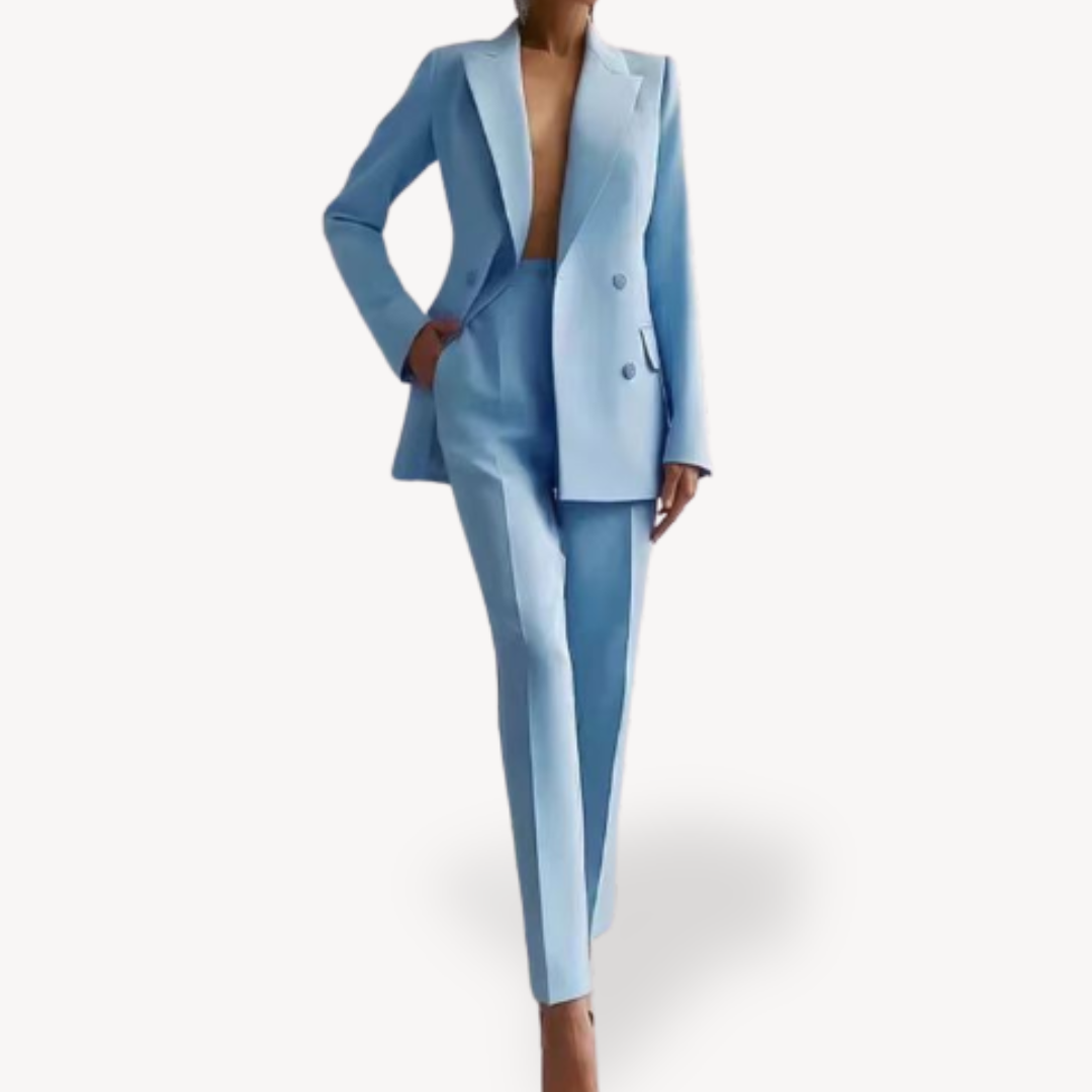 Dam elegant skräddad kostym set med lång kavaj