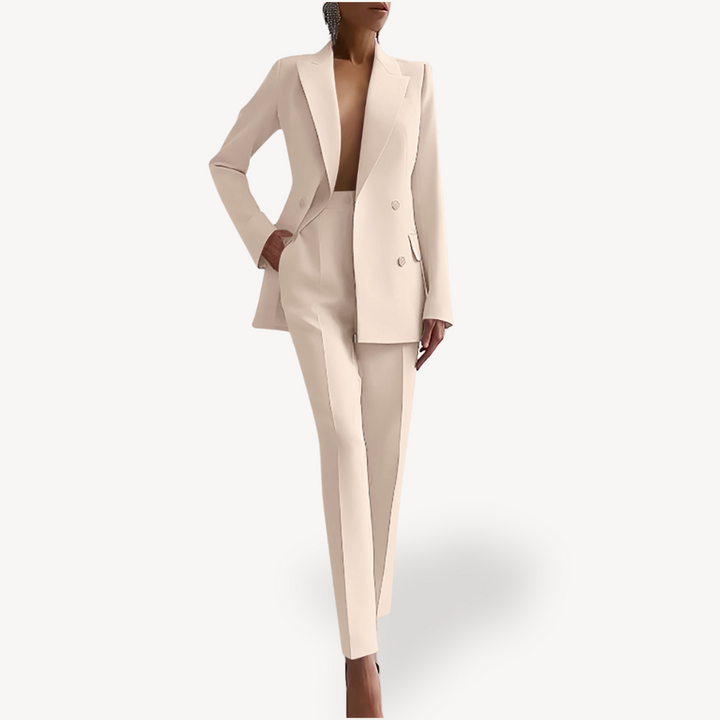Dam elegant skräddad kostym set med lång kavaj