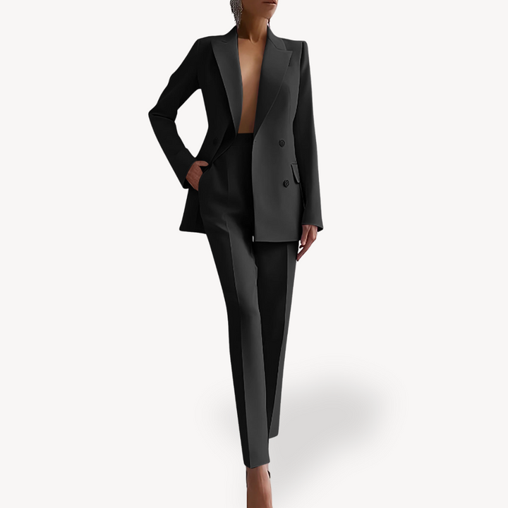 Dam elegant skräddad kostym set med lång kavaj