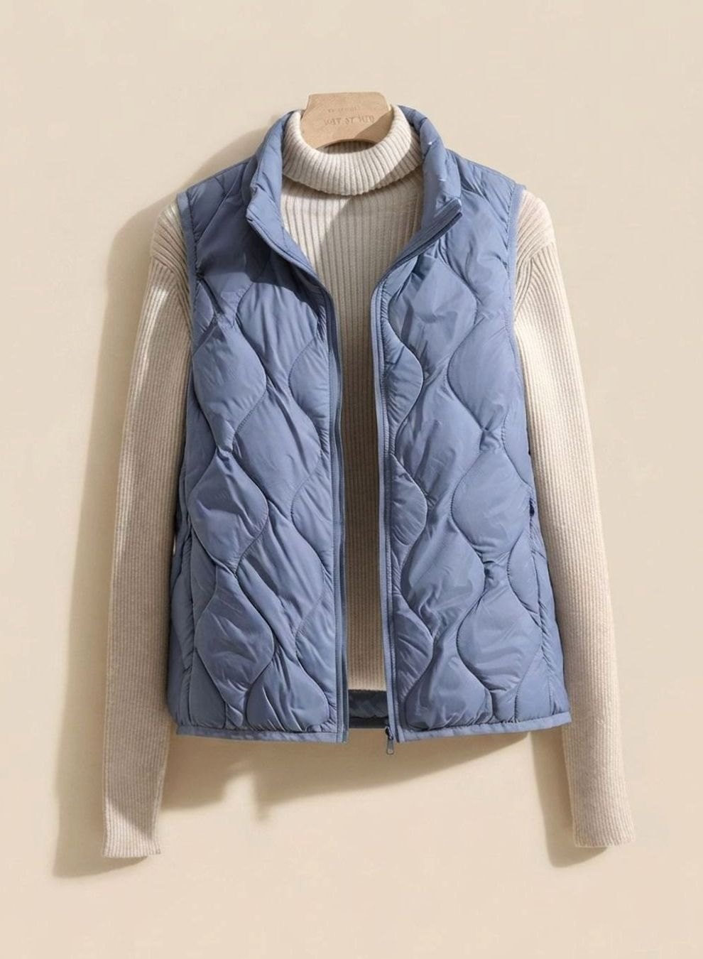 Dam väst quiltad väst med stående krage