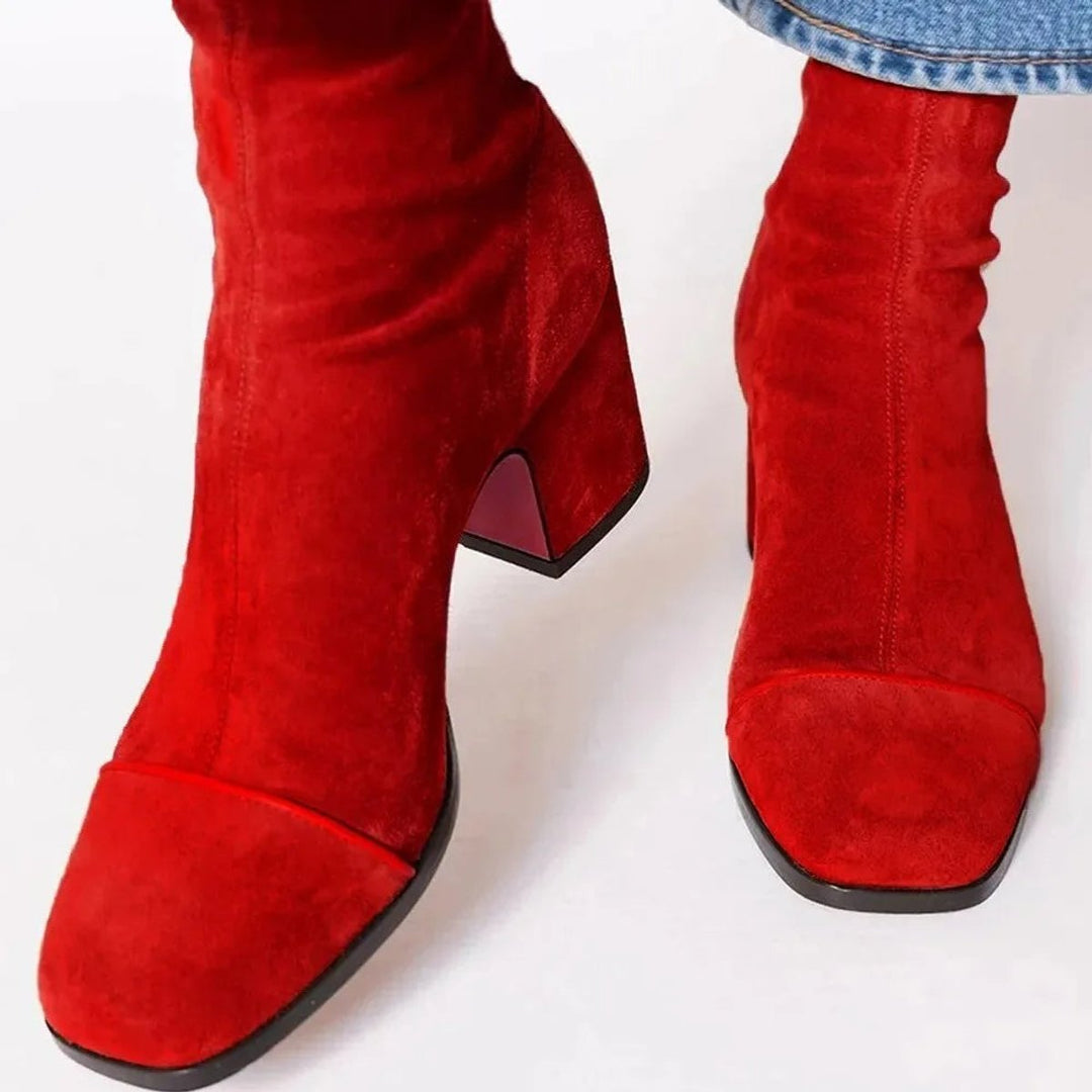 Dam ankelboots mocka blockklack leopardmönster keps dragkedja