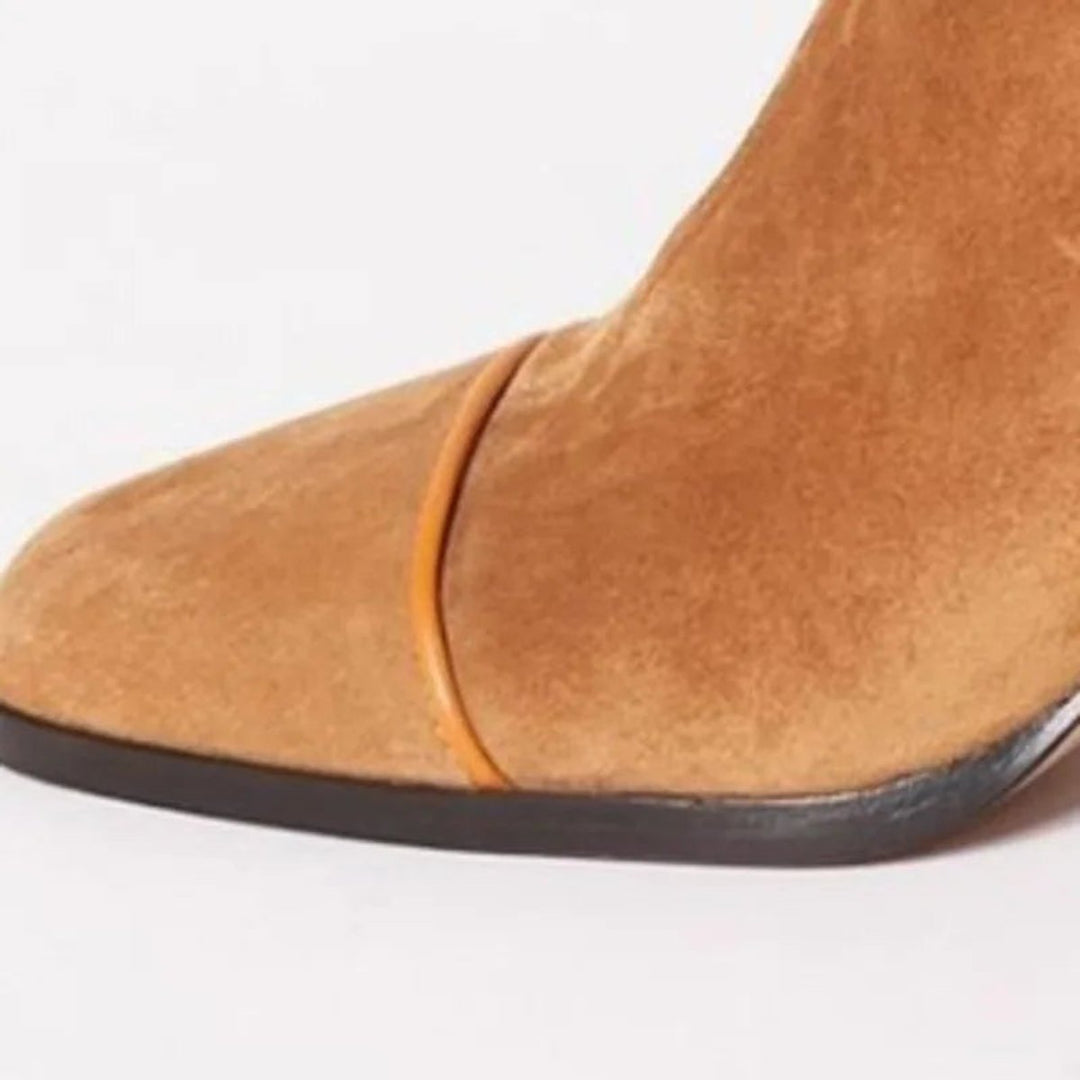 Dam ankelboots mocka blockklack leopardmönster keps dragkedja