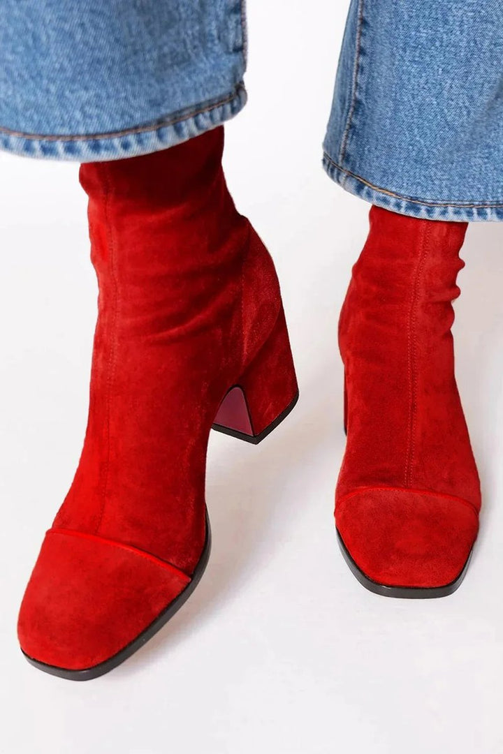 Dam ankelboots mocka blockklack leopardmönster keps dragkedja