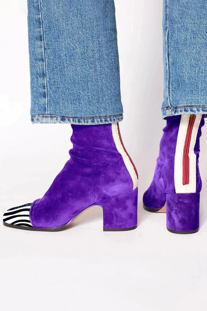 Dam ankelboots mocka blockklack leopardmönster keps dragkedja