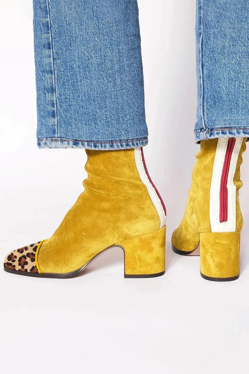 Dam ankelboots mocka blockklack leopardmönster keps dragkedja