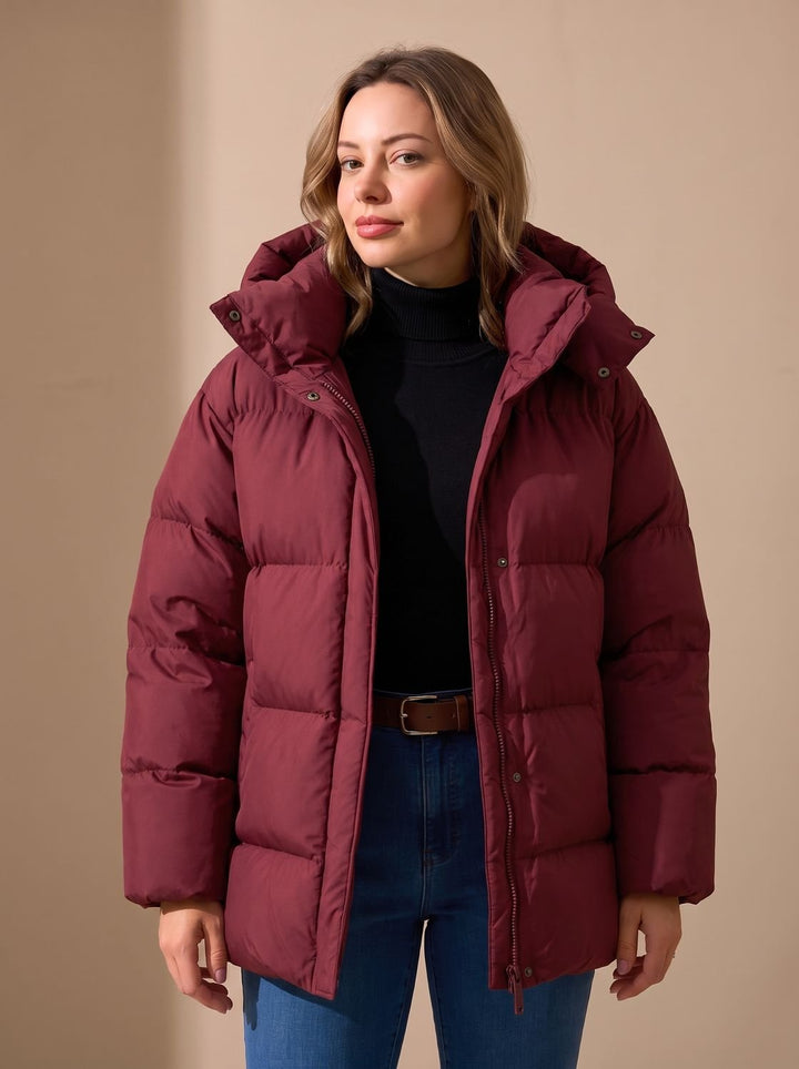 Dam oversize dun jacka vinterkappa med huva