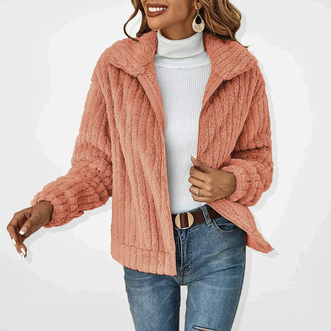 Dam fluffig oversize dragkedja kofta