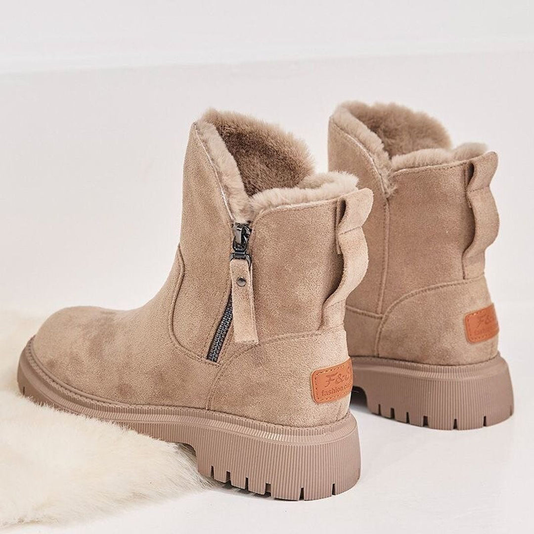 Dam isolerad mocka slip-på ankelboots med platåsula