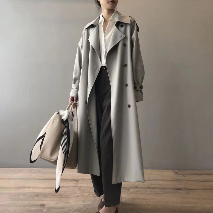 Dam lång vattenavvisande dubbelknäppt trenchcoat