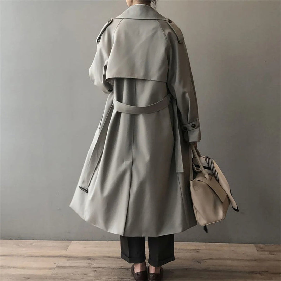 Dam lång vattenavvisande dubbelknäppt trenchcoat