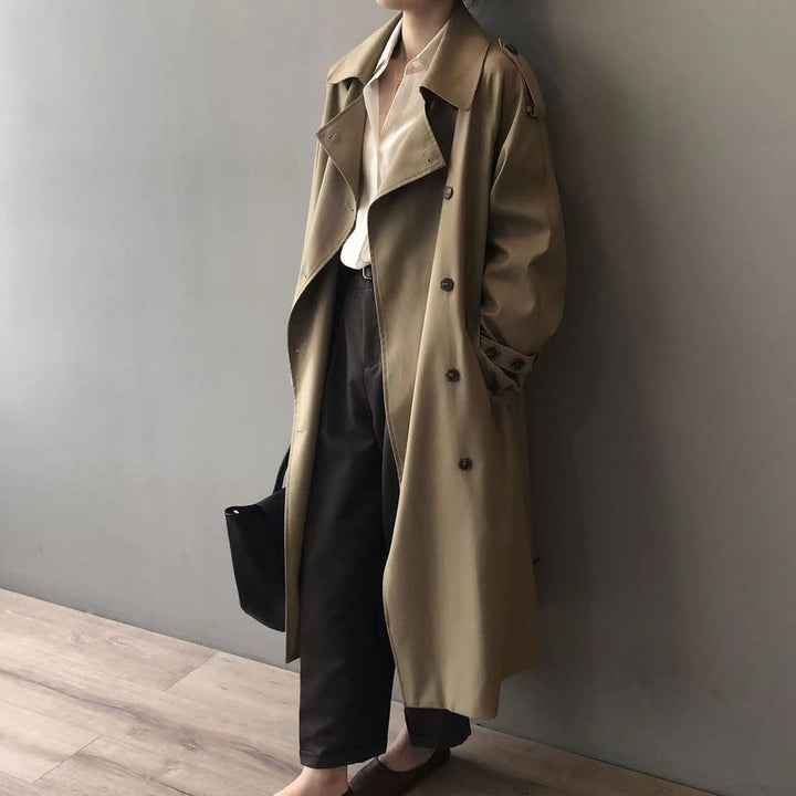 Dam lång vattenavvisande dubbelknäppt trenchcoat