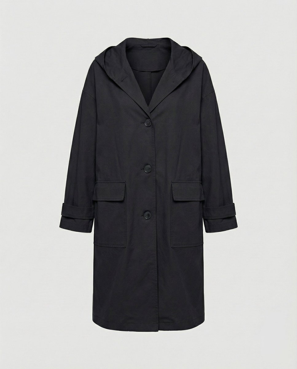 Dam lång vattenavvisande vindtät trenchcoat med huva