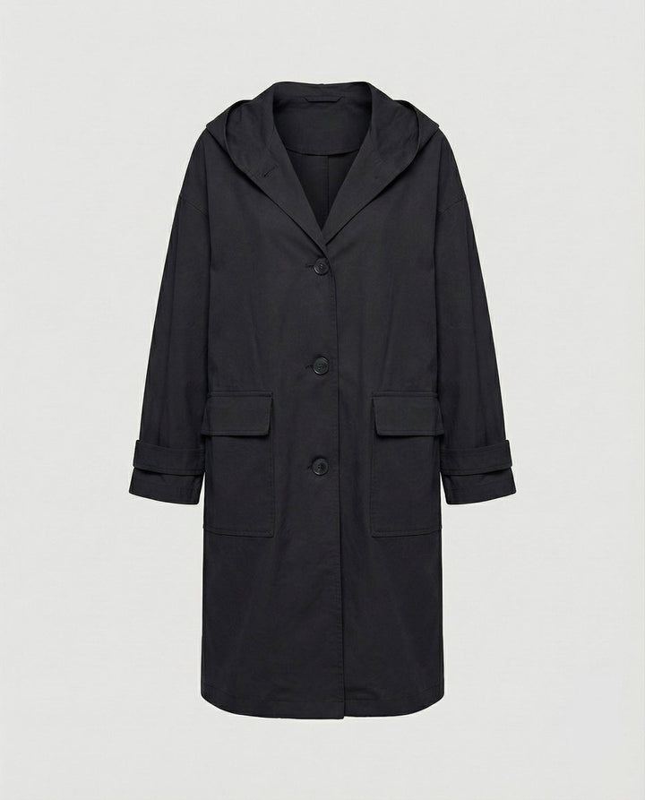 Dam lång vattenavvisande vindtät trenchcoat med huva