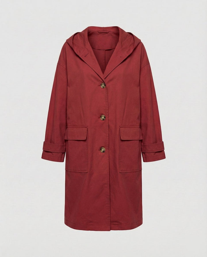 Dam lång vattenavvisande vindtät trenchcoat med huva