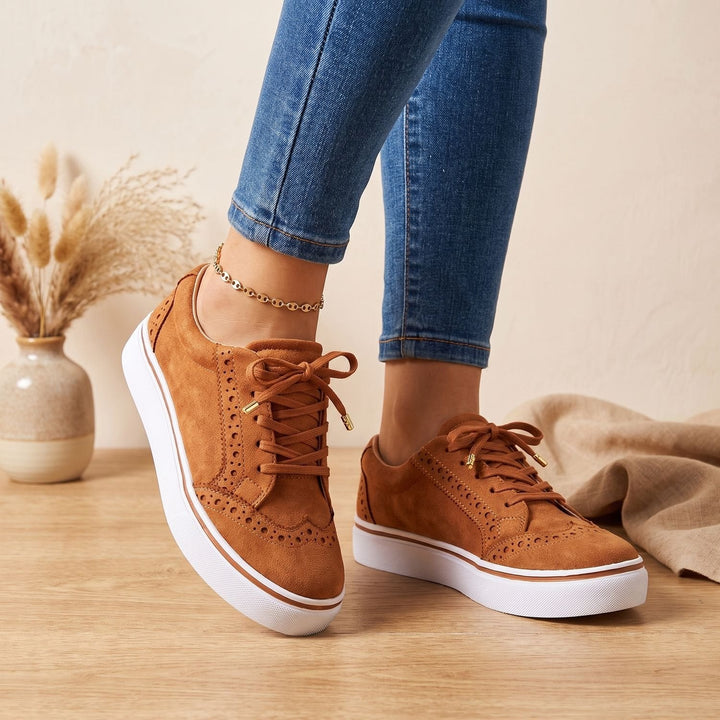 Dam ortopedisk platå sneakers med snörning och brogueskor