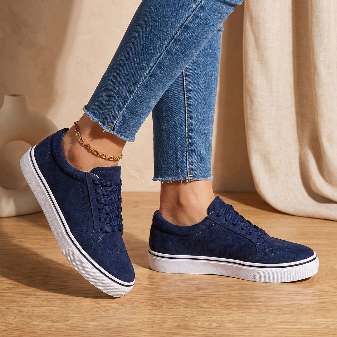 Dam ortopedisk platå sneakers med snörning och brogueskor