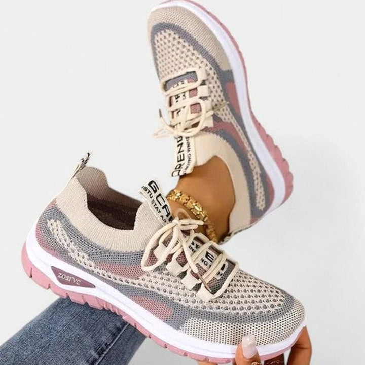 Dam ortopedisk med snörning sneakers lätt mesh löpning skor