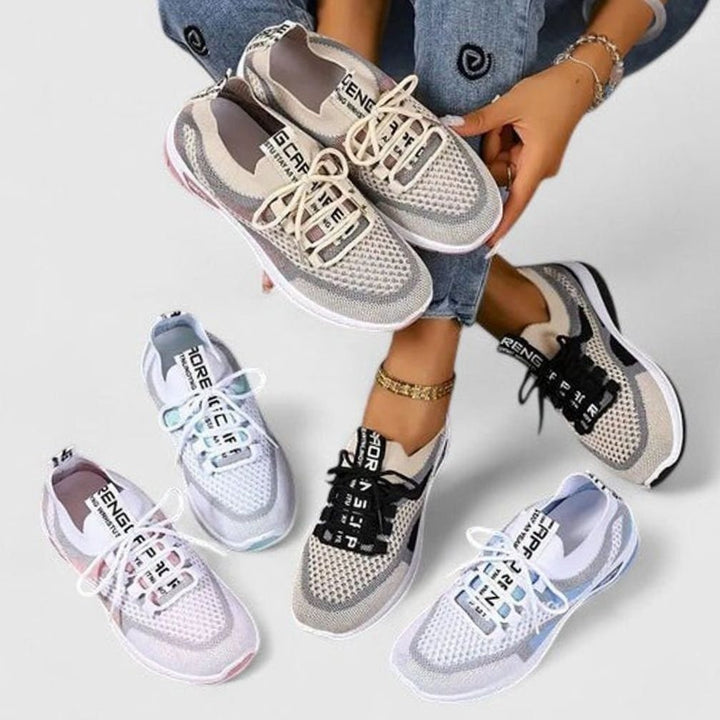 Dam ortopedisk med snörning sneakers lätt mesh löpning skor