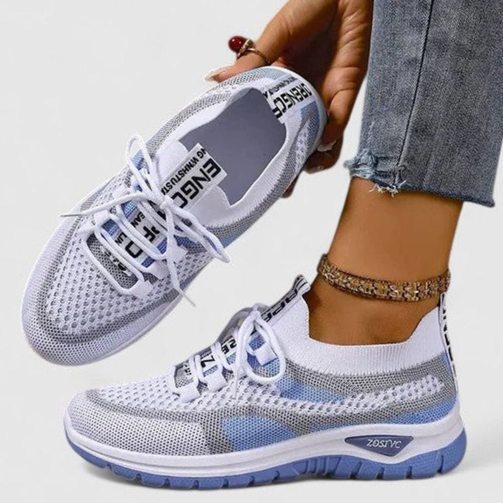 Dam ortopedisk med snörning sneakers lätt mesh löpning skor