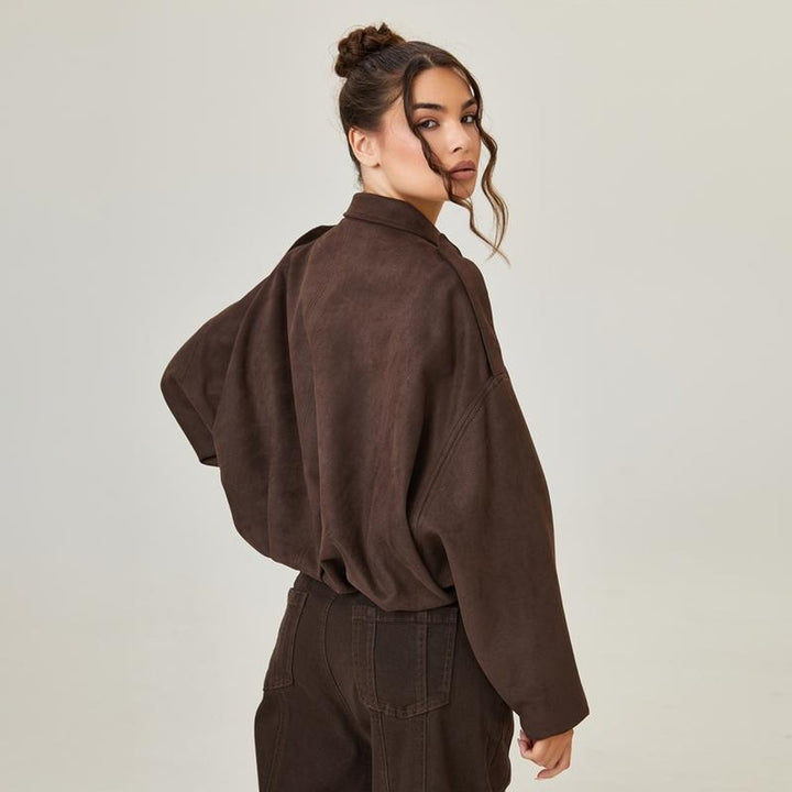Dam oversize kort modell konstmocka bomberjacka
