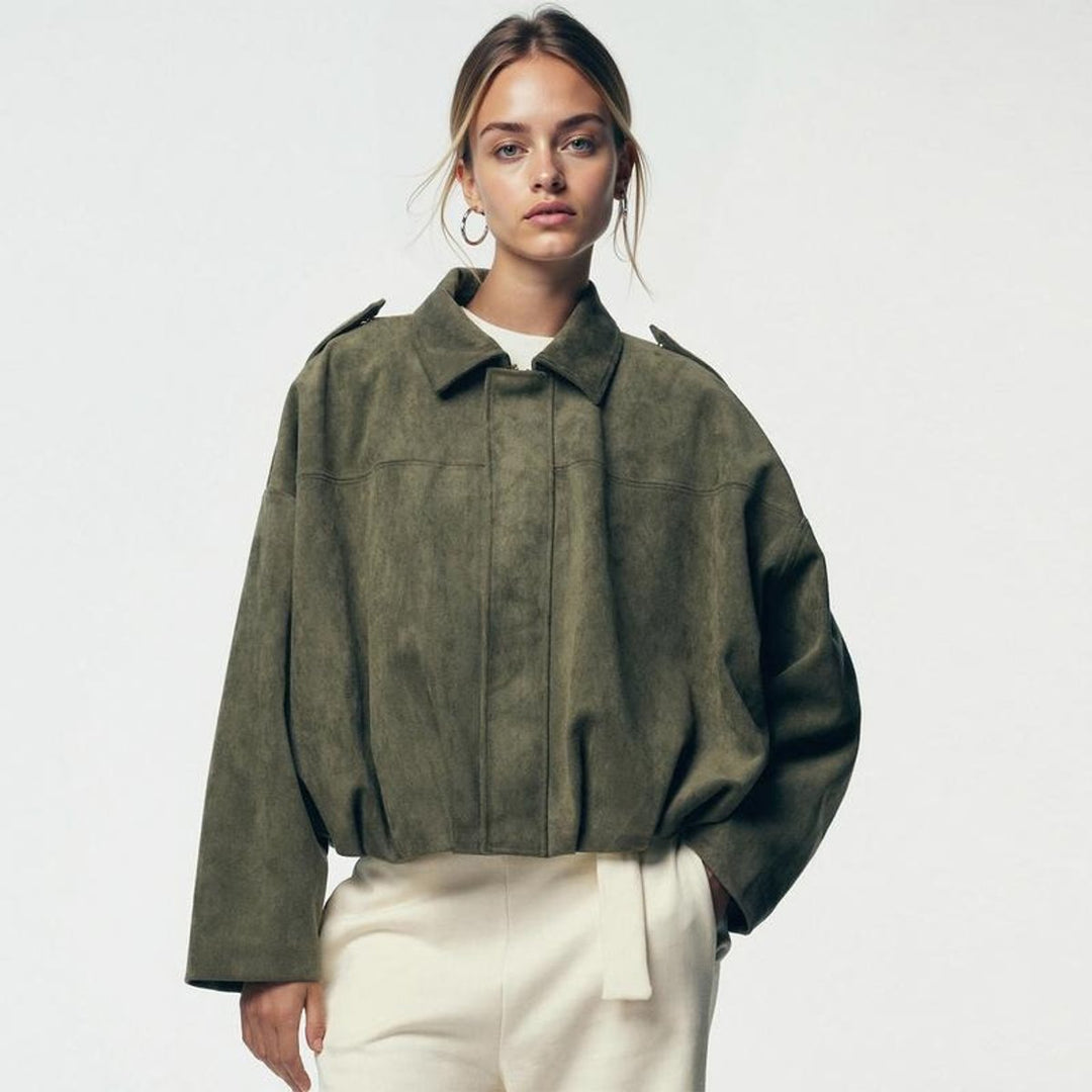 Dam oversize kort modell konstmocka bomberjacka